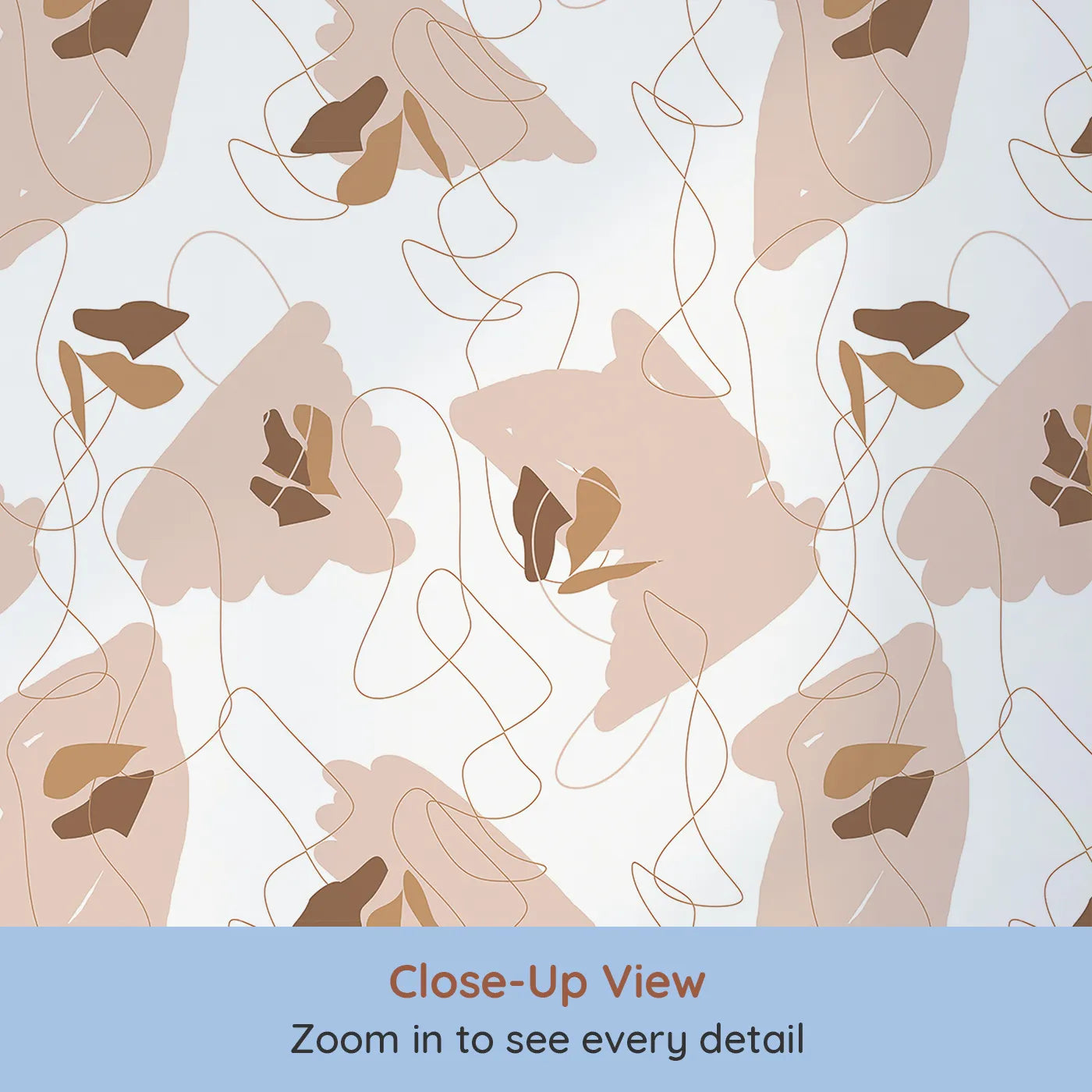 Close-up view of Whimsy Tots' Desert Whimsy Scribbles Wallpaper (W3304).Abstract blobs and floating lines drift like warm desert breezes.