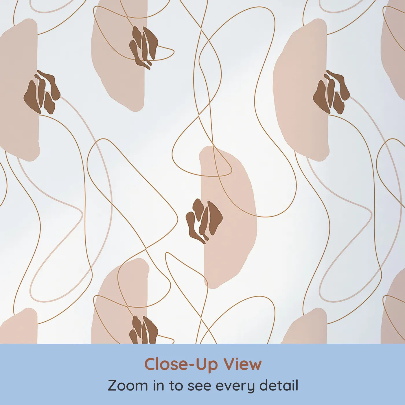 Close-up view of Whimsy Tots' Desert Whimsy Scribbles II Wallpaper (W3305).Gentle curves and earthy blobs float through airy desert light.
