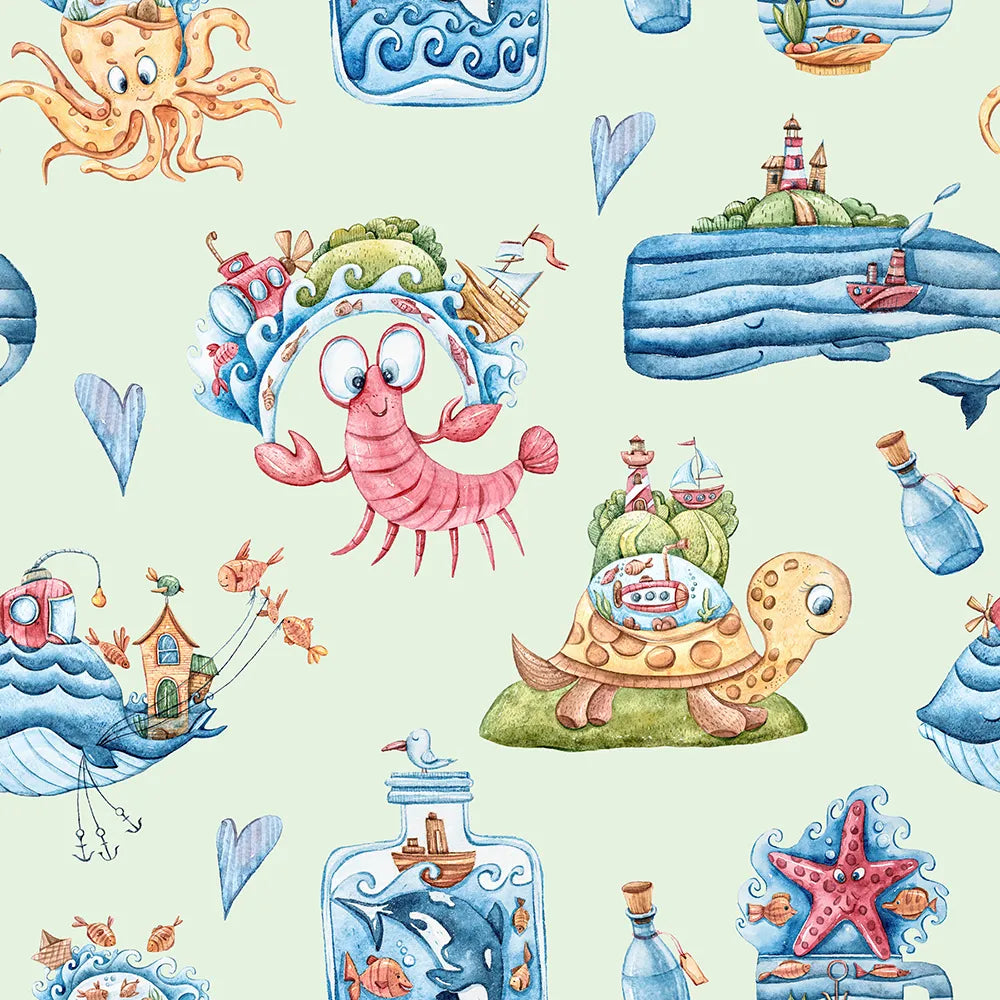 Where Ocean Tales Drift on Mint-Colored Waves