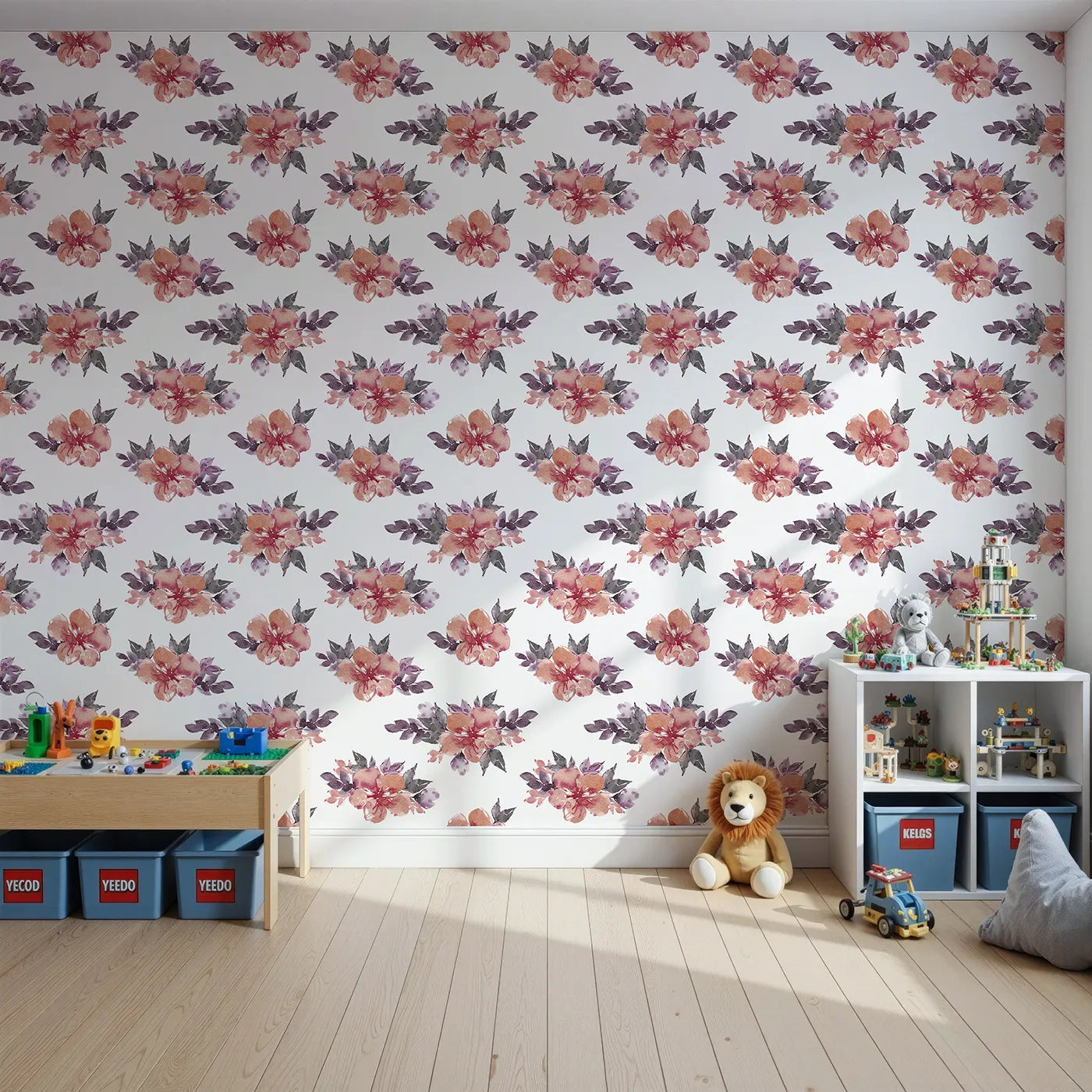 Front view of Whimsy Tots' Berry Blush Blooms in White