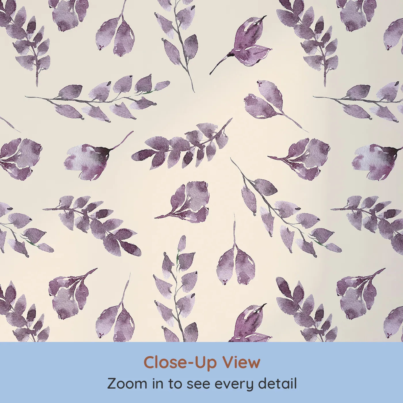 Close-up view of Whimsy Tots' Lavender Leaves Whisper in Sand (W3355C).Lavender sprigs drift peacefully across warm sandy skies.