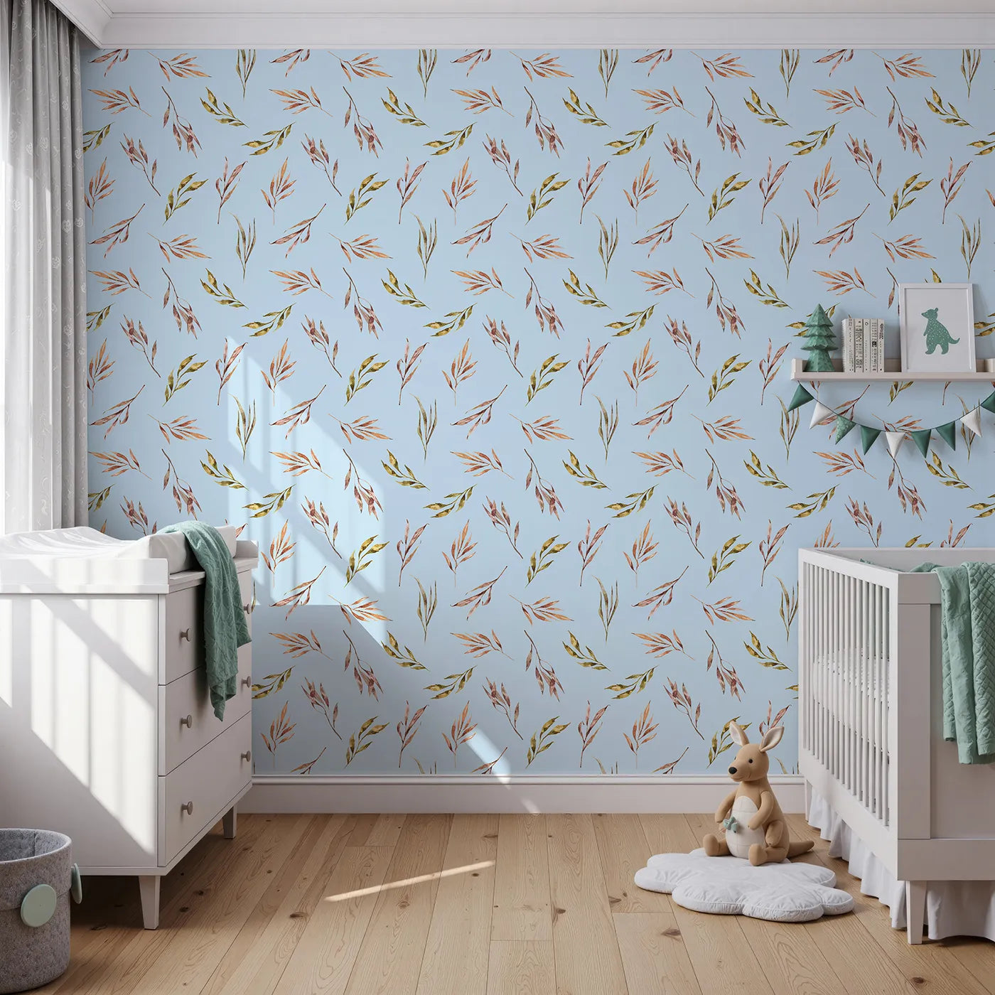 Front view of Whimsy Tots' Sunset Meadow Breeze Wallpaper in Sky