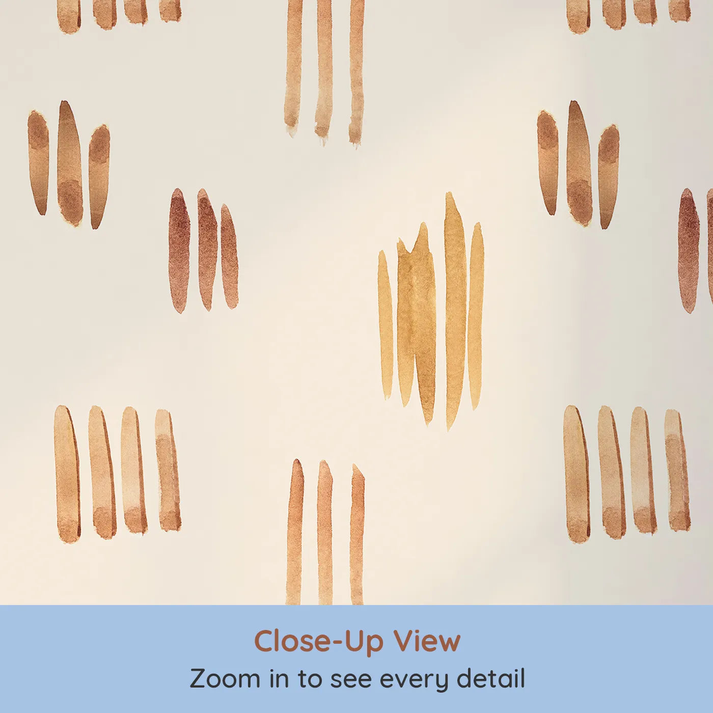 Close-up view of Whimsy Tots' Painted Simplicity Wallpaper in Cream (W3374C).Warm brushstrokes float gently across a creamy backdrop.