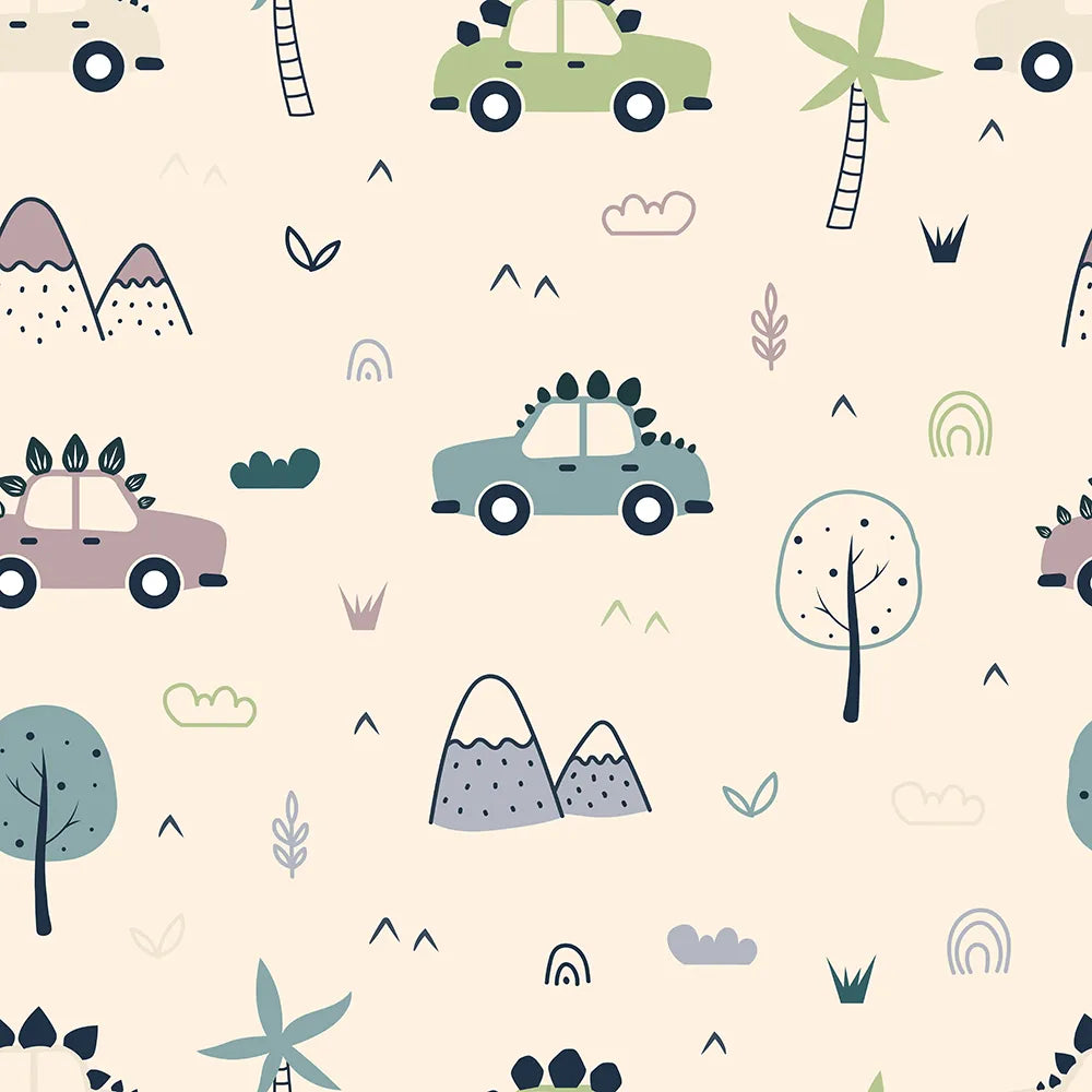 Where Dino Cars Roam Under Creamy Skies