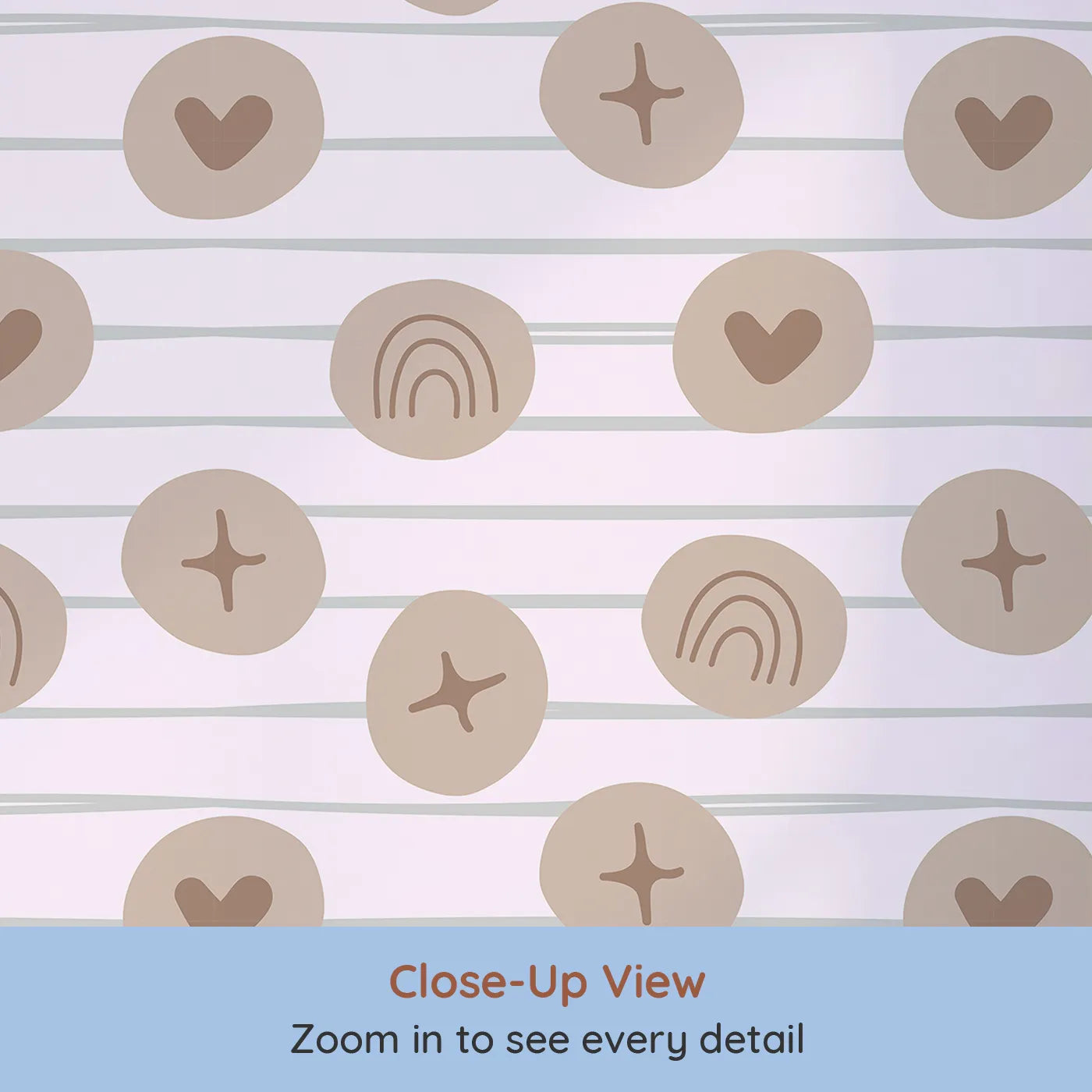 Close-up view of Whimsy Tots' Boho Rhythm Doodle Wallpaper in Soft Blush Pink (W3501B).Taupe doodles float gently on a warm blush backdrop.