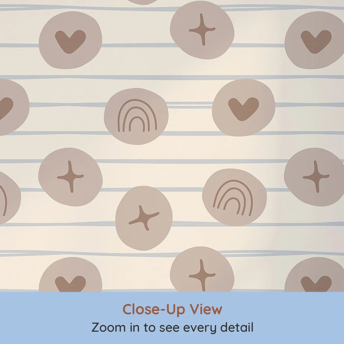 Close-up view of Whimsy Tots' Boho Rhythm Doodle Wallpaper in Soft Beige (W3501C).Warm doodles dance gently across a soft beige canvas.