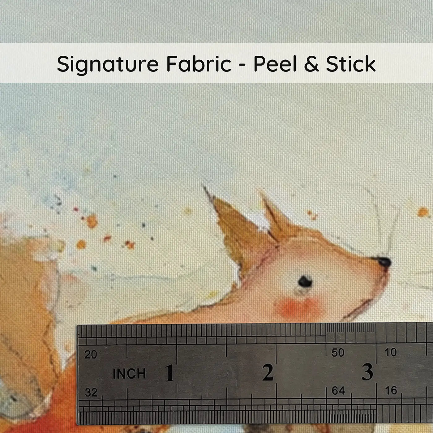 Fabric texture close-up of Autumn Squirrel Birch Canopy Wainscoting Wallpaper by Whimsy Tots
