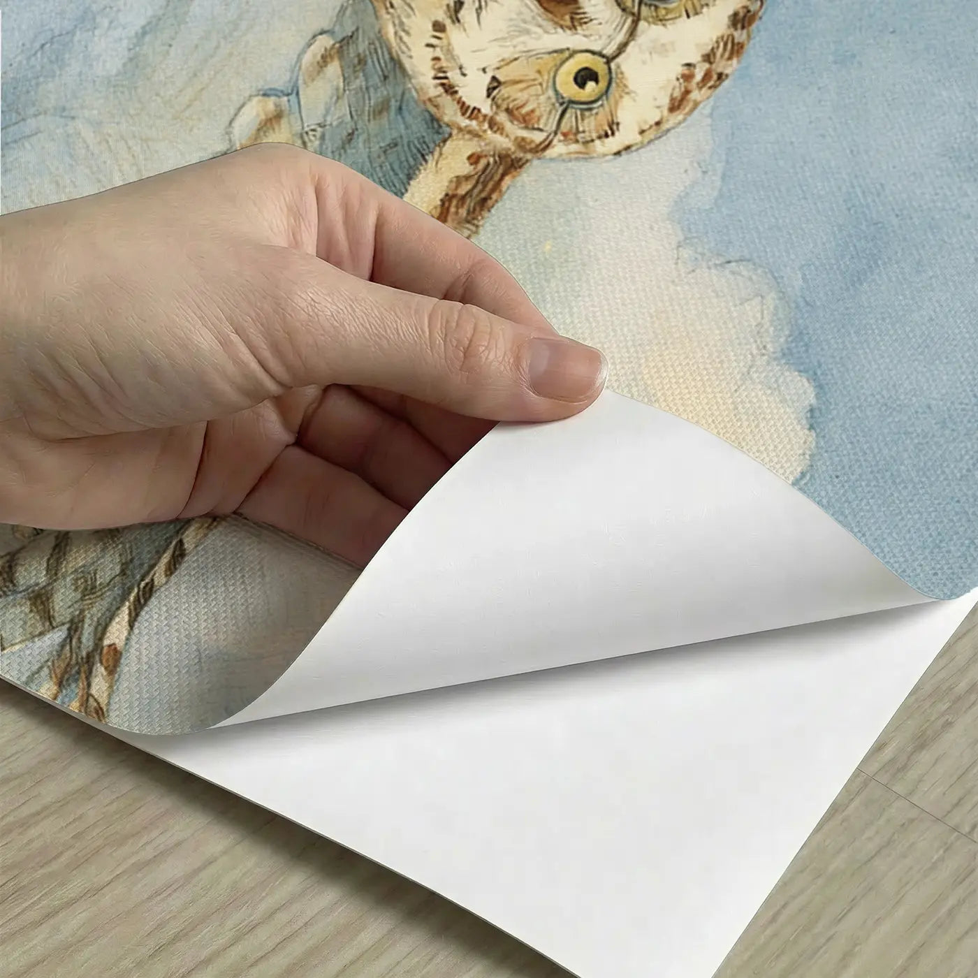 Peel-and-stick detail of Owl Postman Whimsical Treeline Wainscoting Wallpaper by Whimsy Tots
