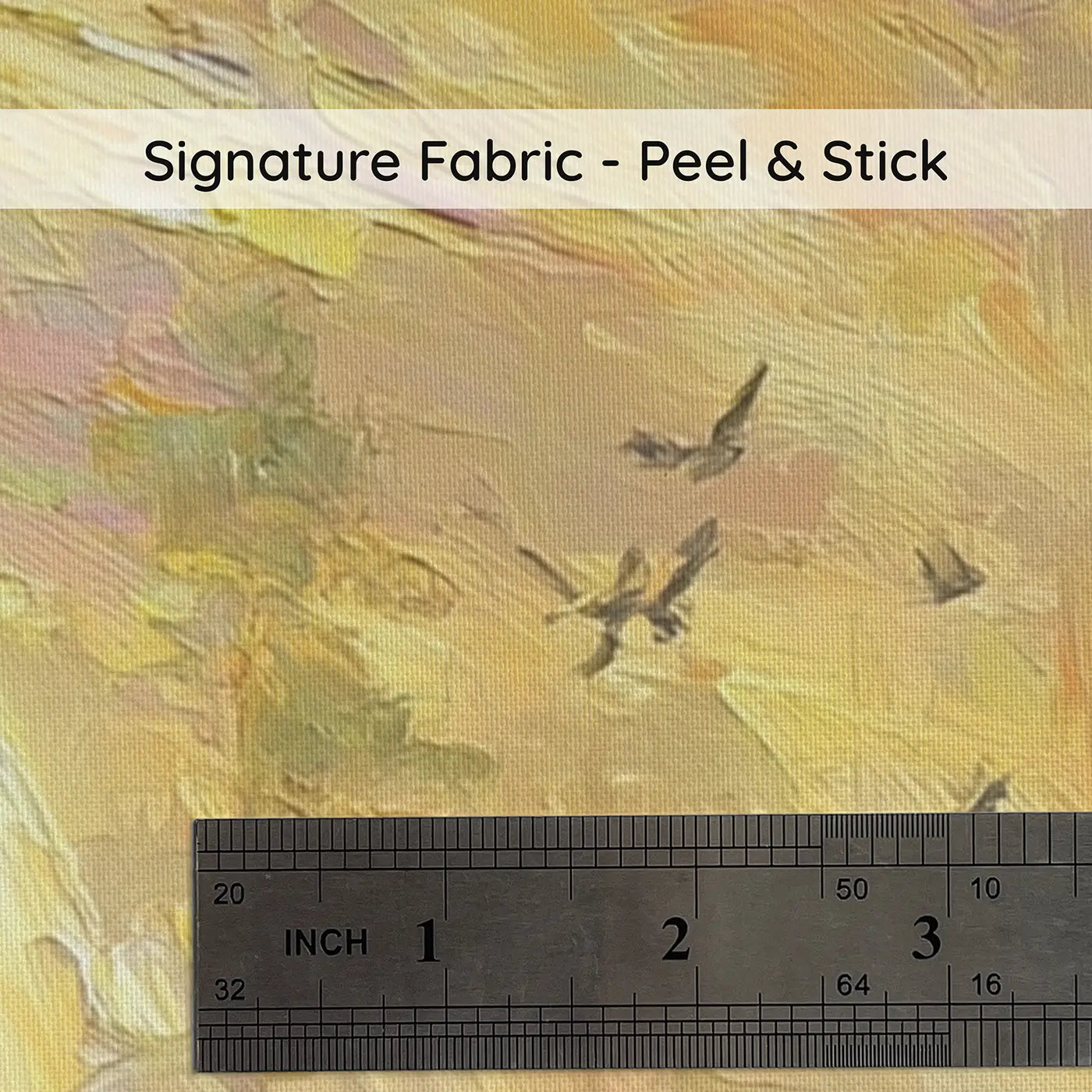 Fabric texture close-up of Sunrise Pine Forest Mist Wainscoting Wallpaper by Whimsy Tots