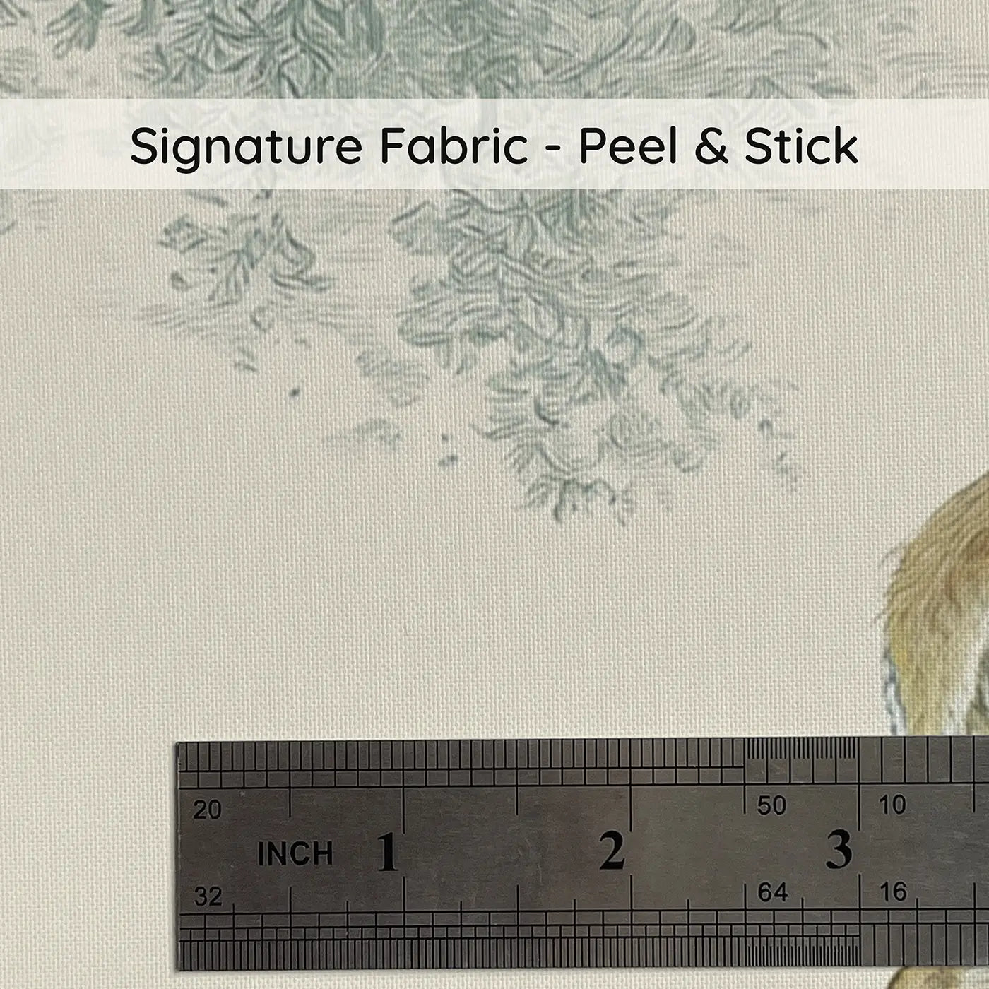 Fabric texture close-up of Magnolia Canopy Deer Pheasant Wainscoting Wallpaper by Whimsy Tots