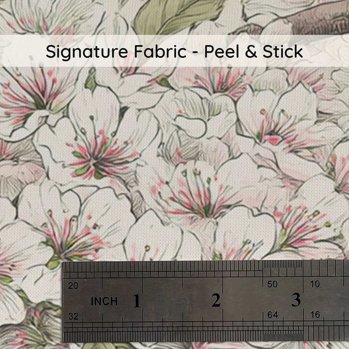Fabric texture close-up of Cherry Blossom Songbird Cascade Wainscoting Wallpaper by Whimsy Tots