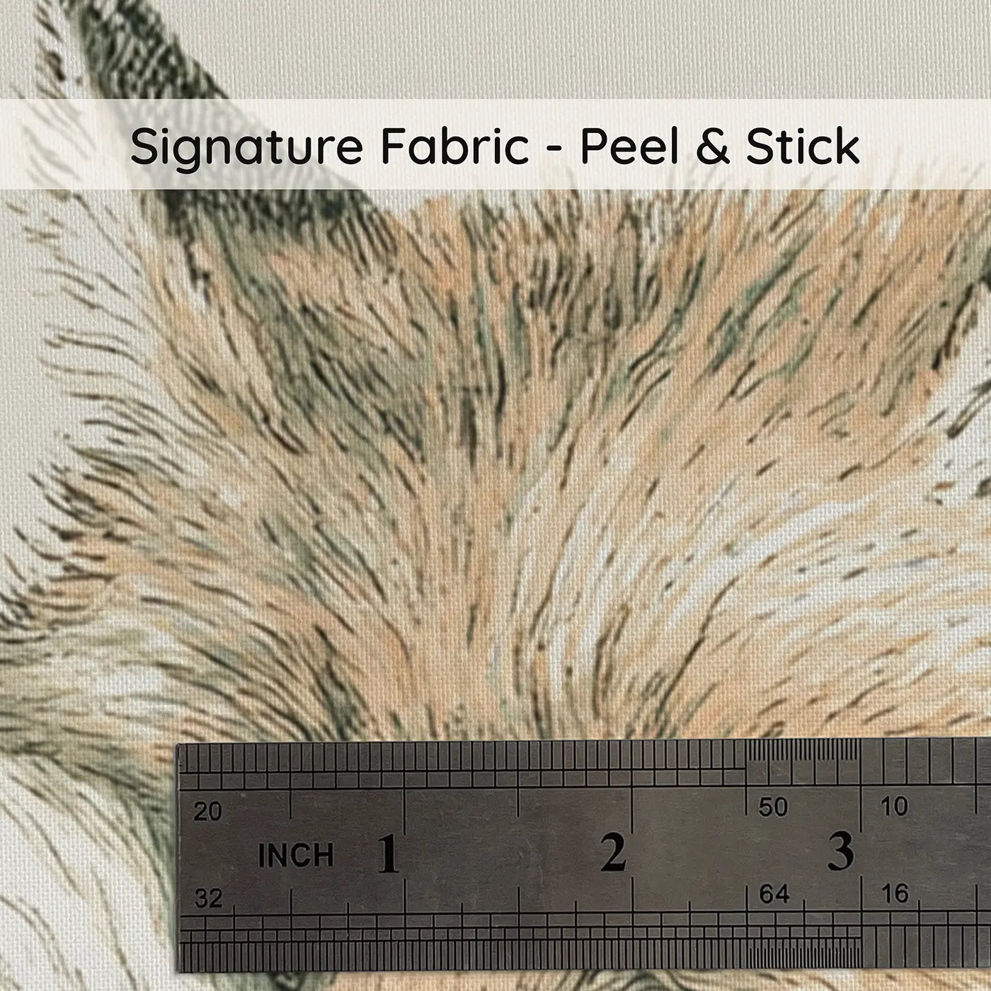 Fabric texture close-up of Sleeping Fox Wisteria Bough Wainscoting Wallpaper by Whimsy Tots