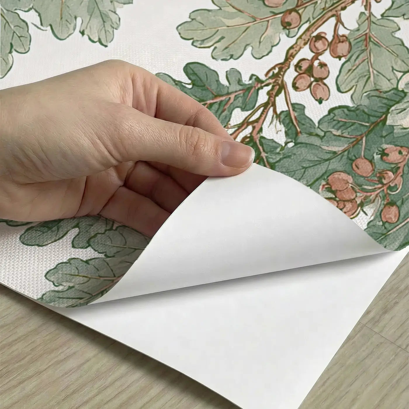 Peel-and-stick detail of Woodland Badger Hedgehog Toile Wainscoting Wallpaper by Whimsy Tots