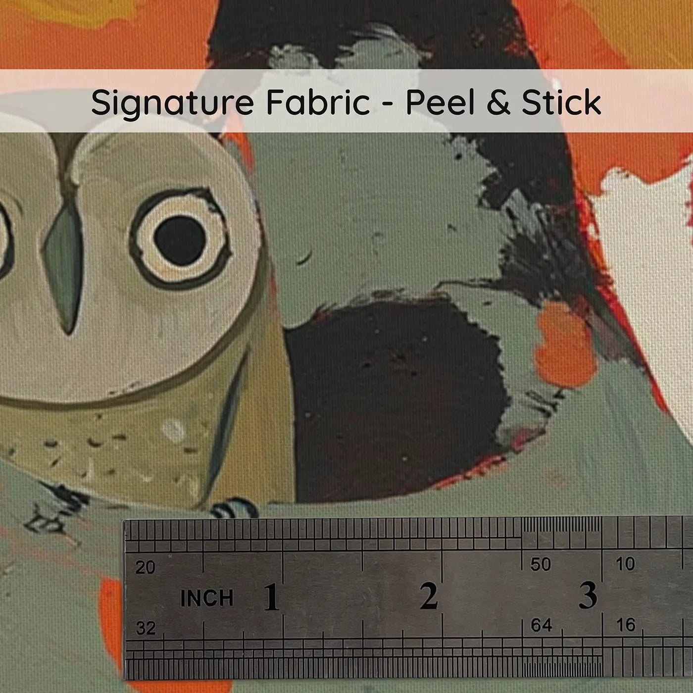 Fabric texture close-up of Colorful Owl Autumn Tree Wainscoting Wallpaper by Whimsy Tots