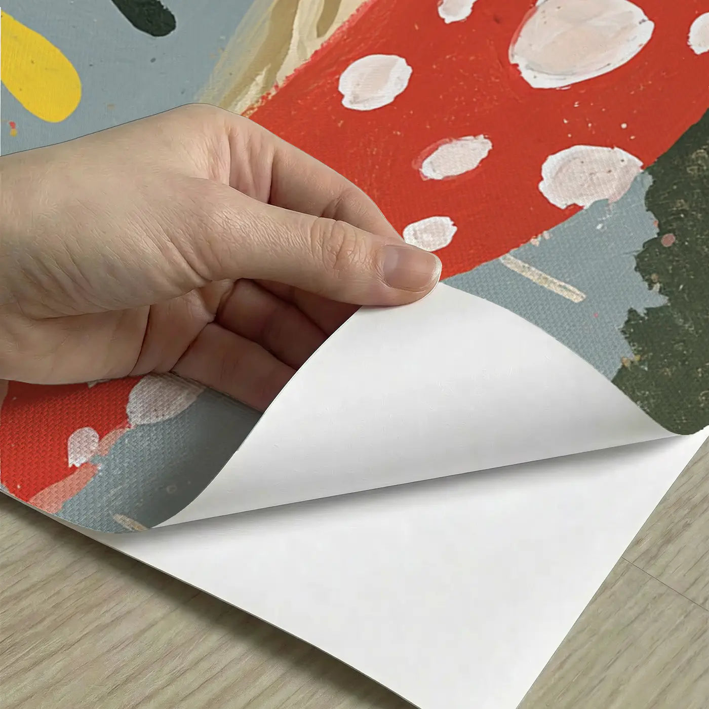 Peel-and-stick detail of Hedgehog Toadstool Rain Wainscoting Wallpaper by Whimsy Tots
