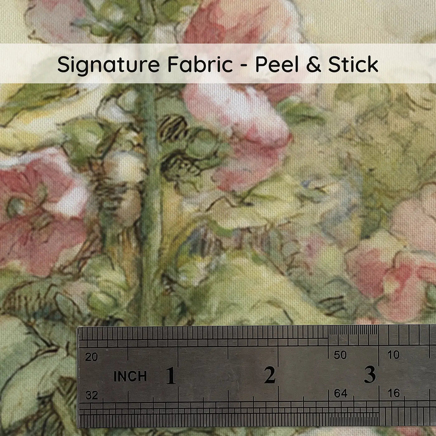 Fabric texture close-up of Rabbit Cottage Garden Wainscoting Wallpaper by Whimsy Tots