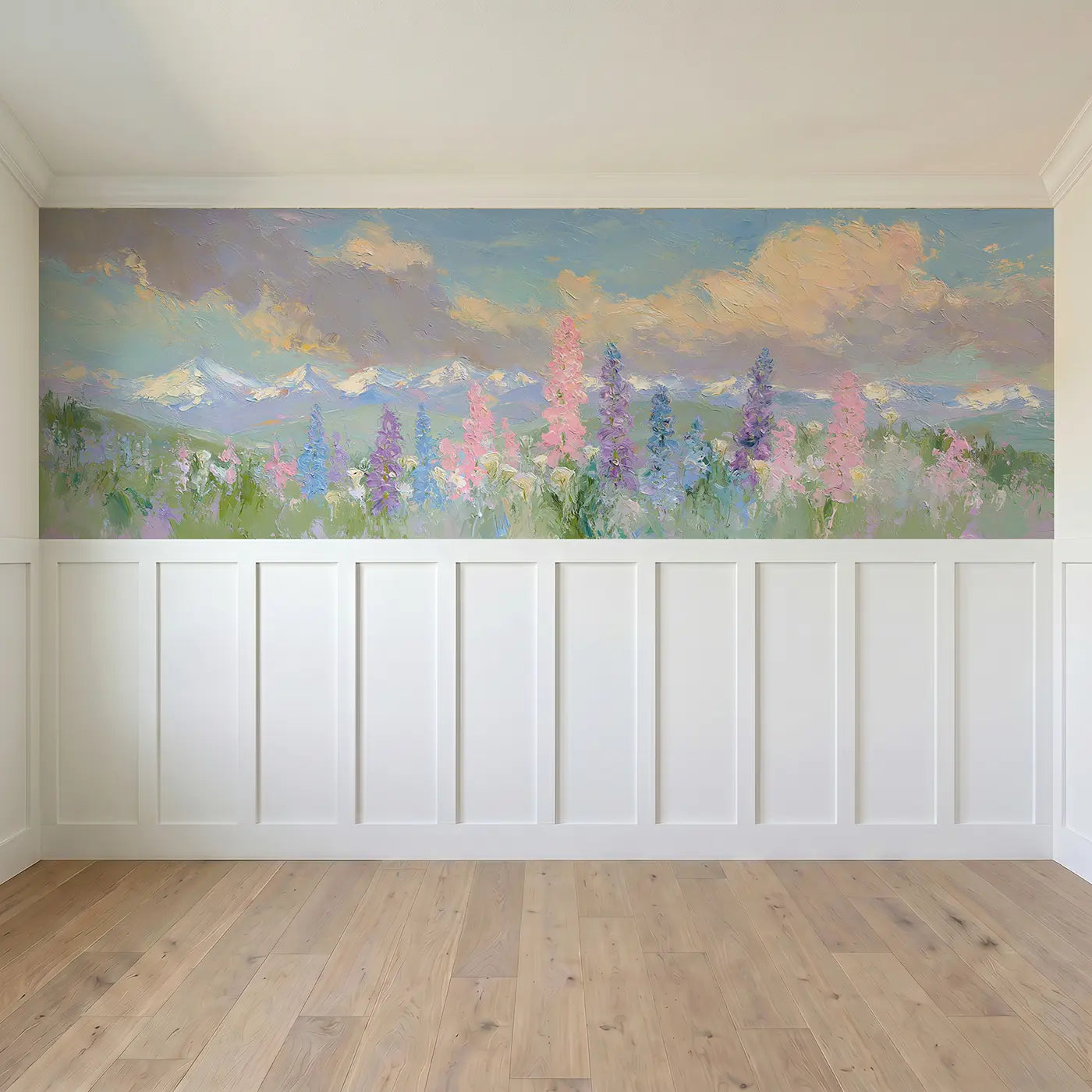 Full panel view of Lupine Mountain Meadow Wainscoting Wallpaper by Whimsy Tots