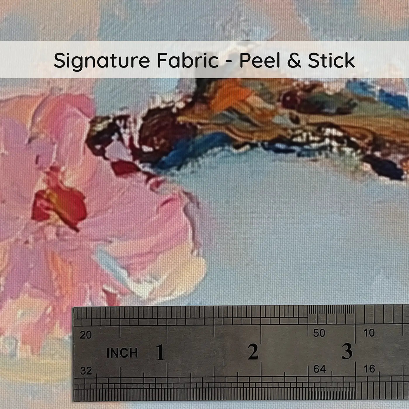 Fabric texture close-up of Peach Orchard Spring Bloom Wainscoting Wallpaper by Whimsy Tots