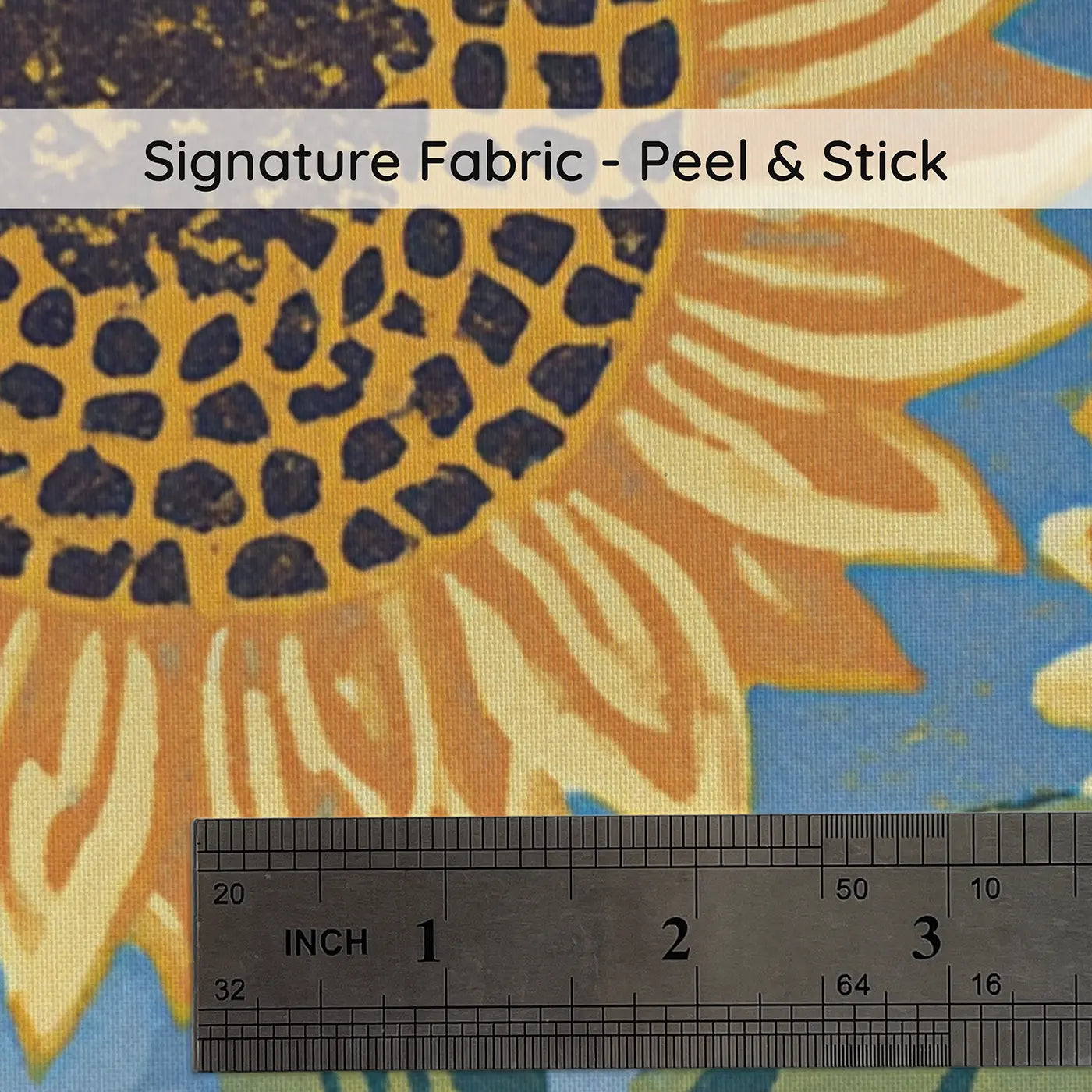 Fabric texture close-up of Block Print Sunflower Stand Wainscoting Wallpaper by Whimsy Tots