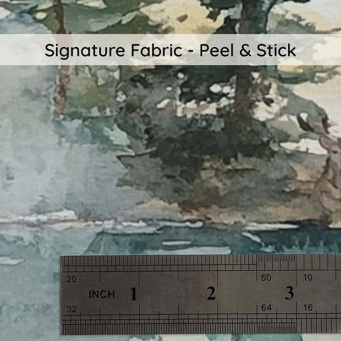 Fabric texture close-up of Morning Mist Lake Pines Wainscoting Wallpaper by Whimsy Tots
