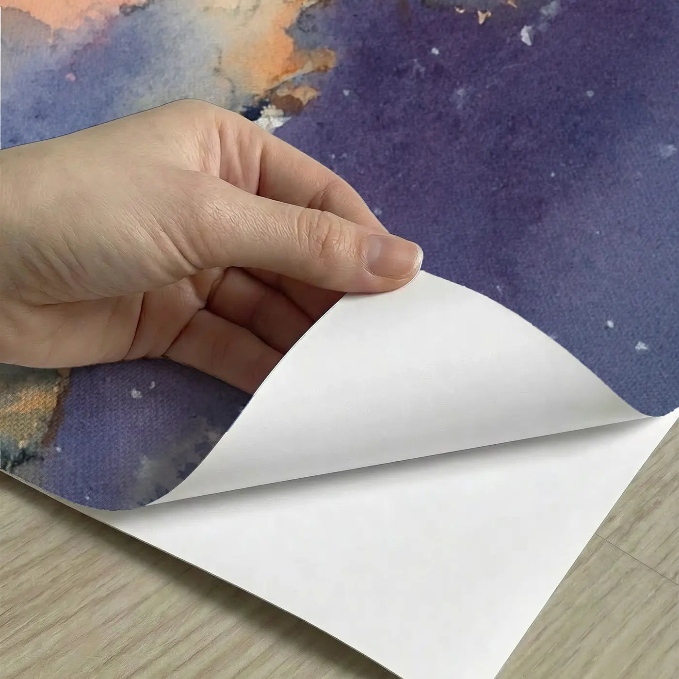 Peel-and-stick detail of Starry Twilight Cloud Bank Wainscoting Wallpaper by Whimsy Tots