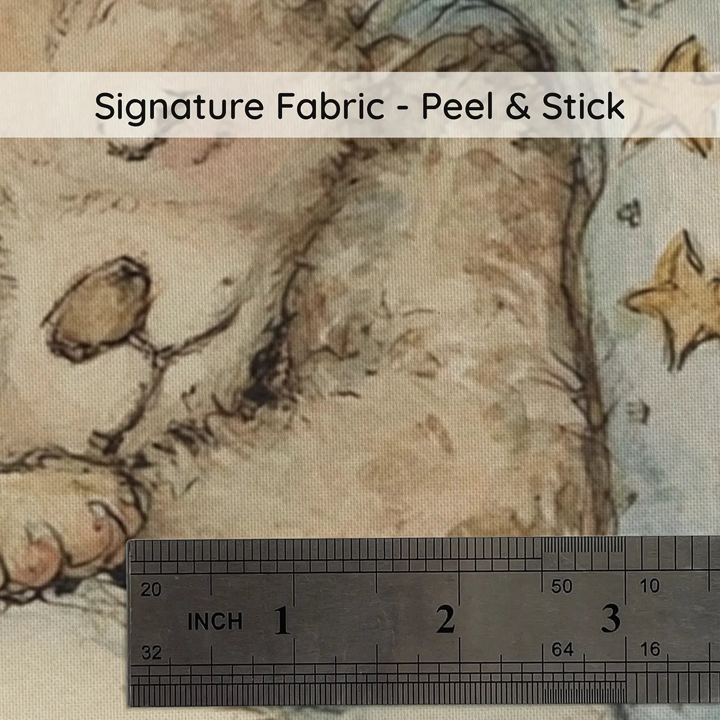 Fabric texture close-up of Bear Cub Cloud Nap Wainscoting Wallpaper by Whimsy Tots