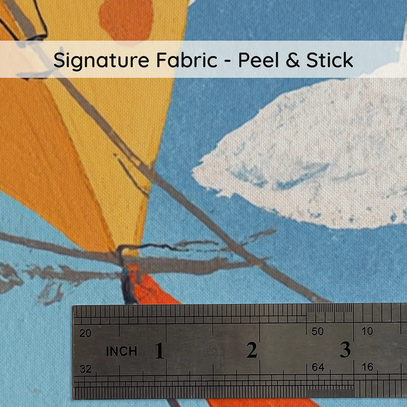 Fabric texture close-up of Scandi Kite String Sky Wainscoting Wallpaper by Whimsy Tots