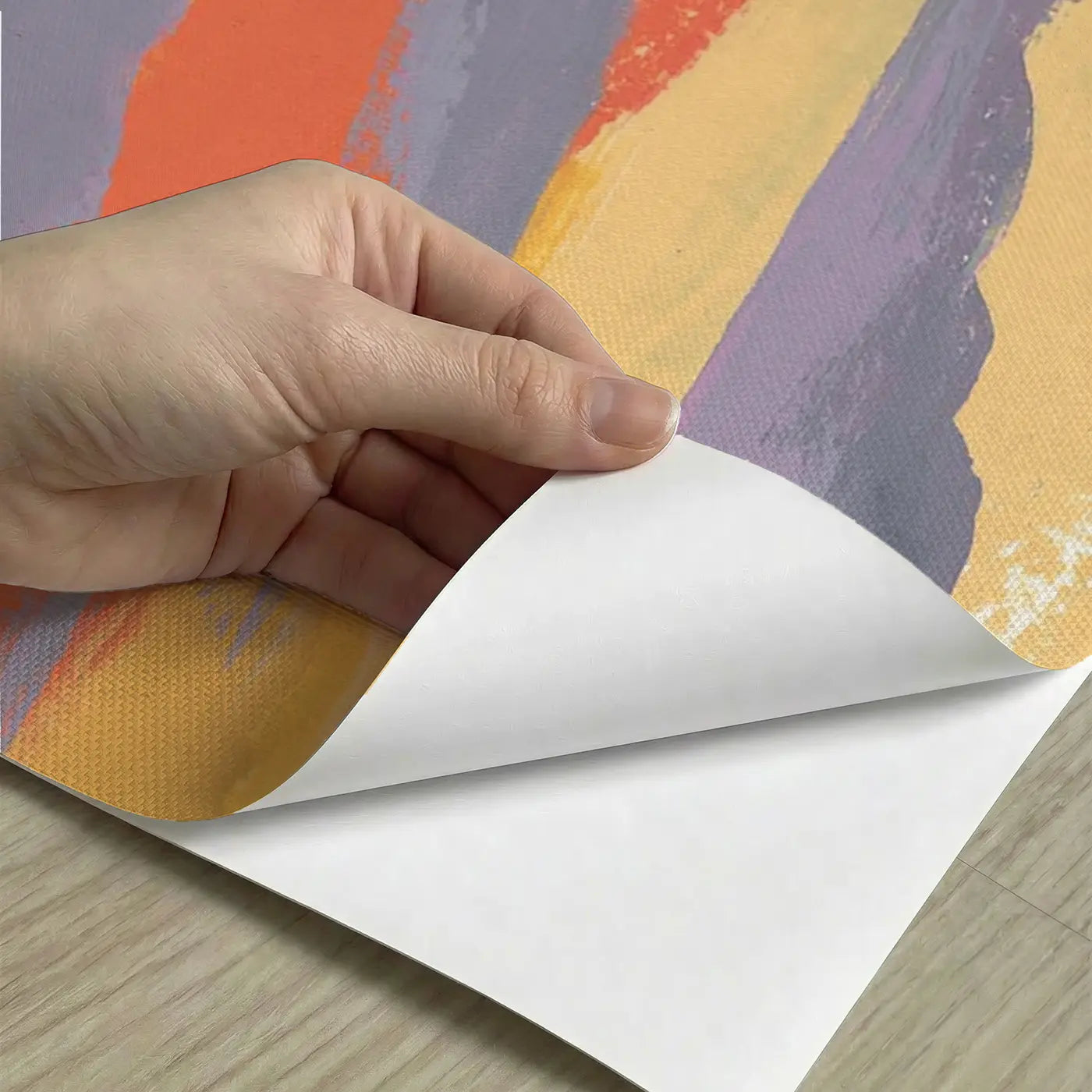 Peel-and-stick detail of Bold Sunset Cloud Band Wainscoting Wallpaper by Whimsy Tots