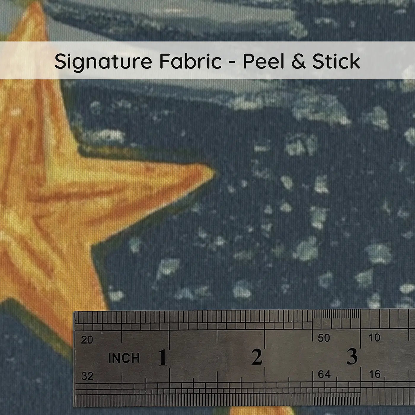 Fabric texture close-up of Linocut Moon Star Night Wainscoting Wallpaper by Whimsy Tots