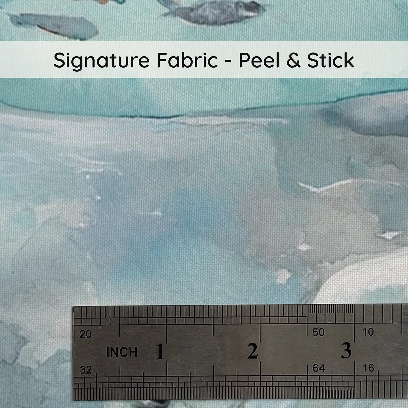 Fabric texture close-up of Gentle Whale Ocean Drift Wainscoting Wallpaper by Whimsy Tots