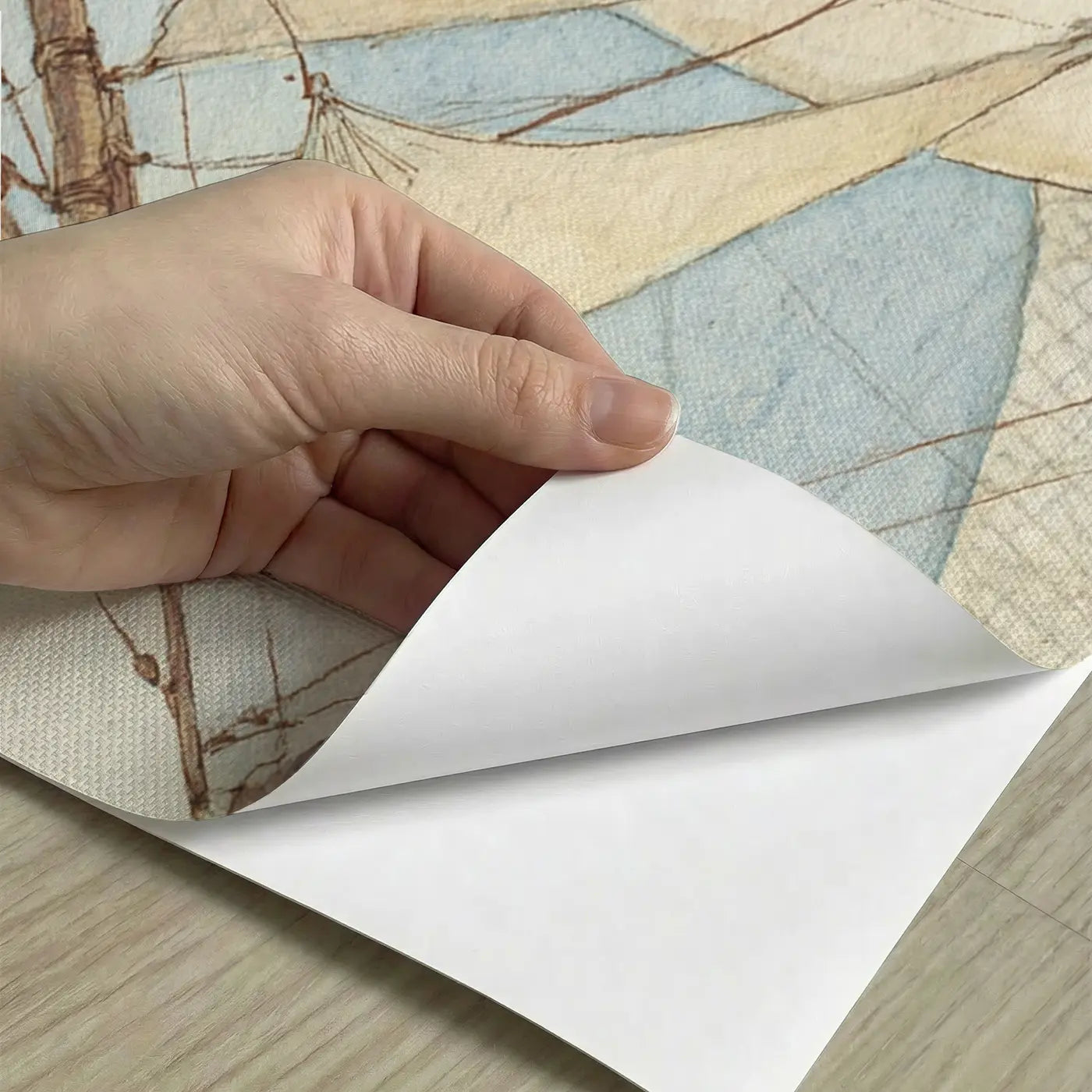 Peel-and-stick detail of Sailing Ship Cloud Sea Wainscoting Wallpaper by Whimsy Tots