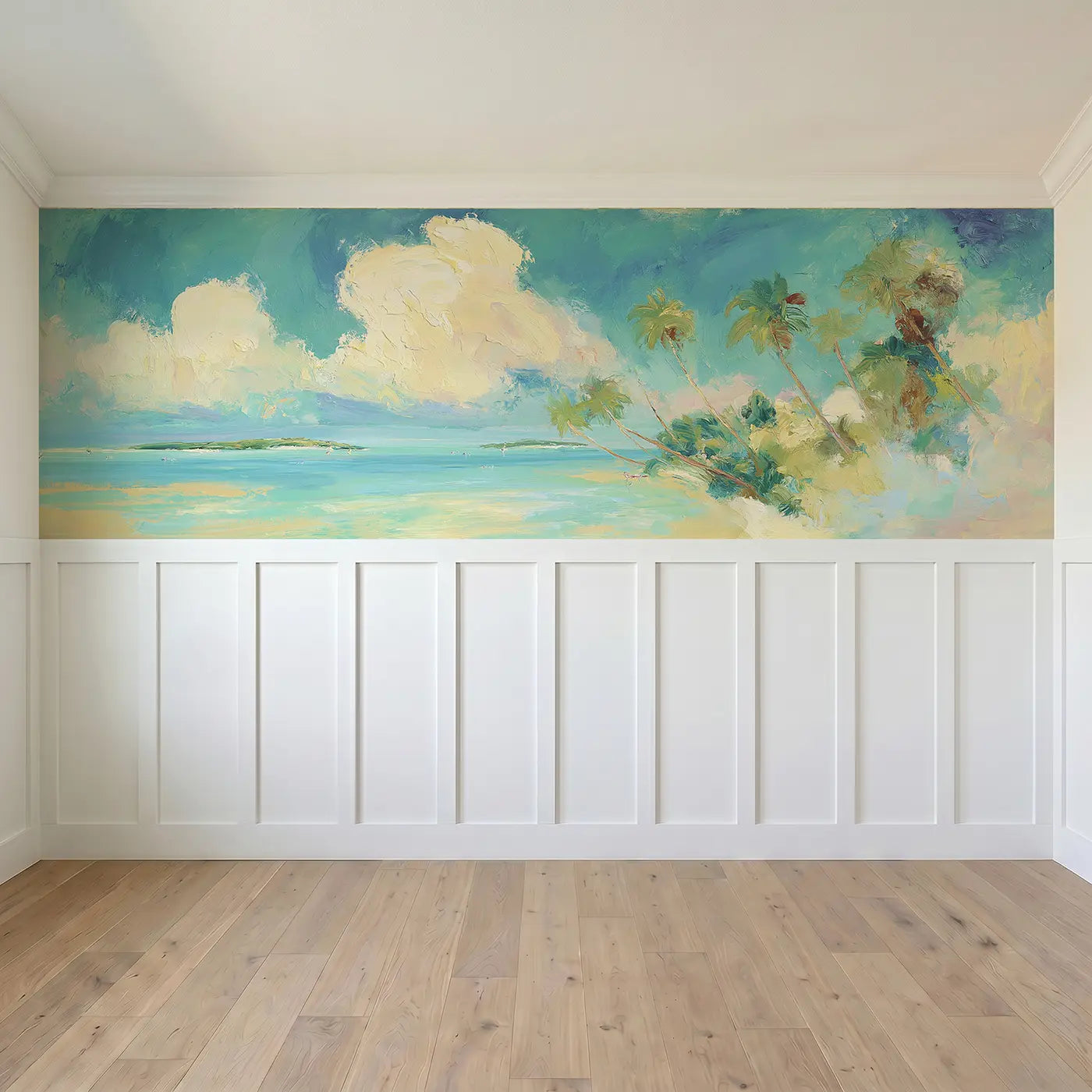 Full panel view of Moonlit Ocean Tide Pool Wainscoting Wallpaper by Whimsy Tots