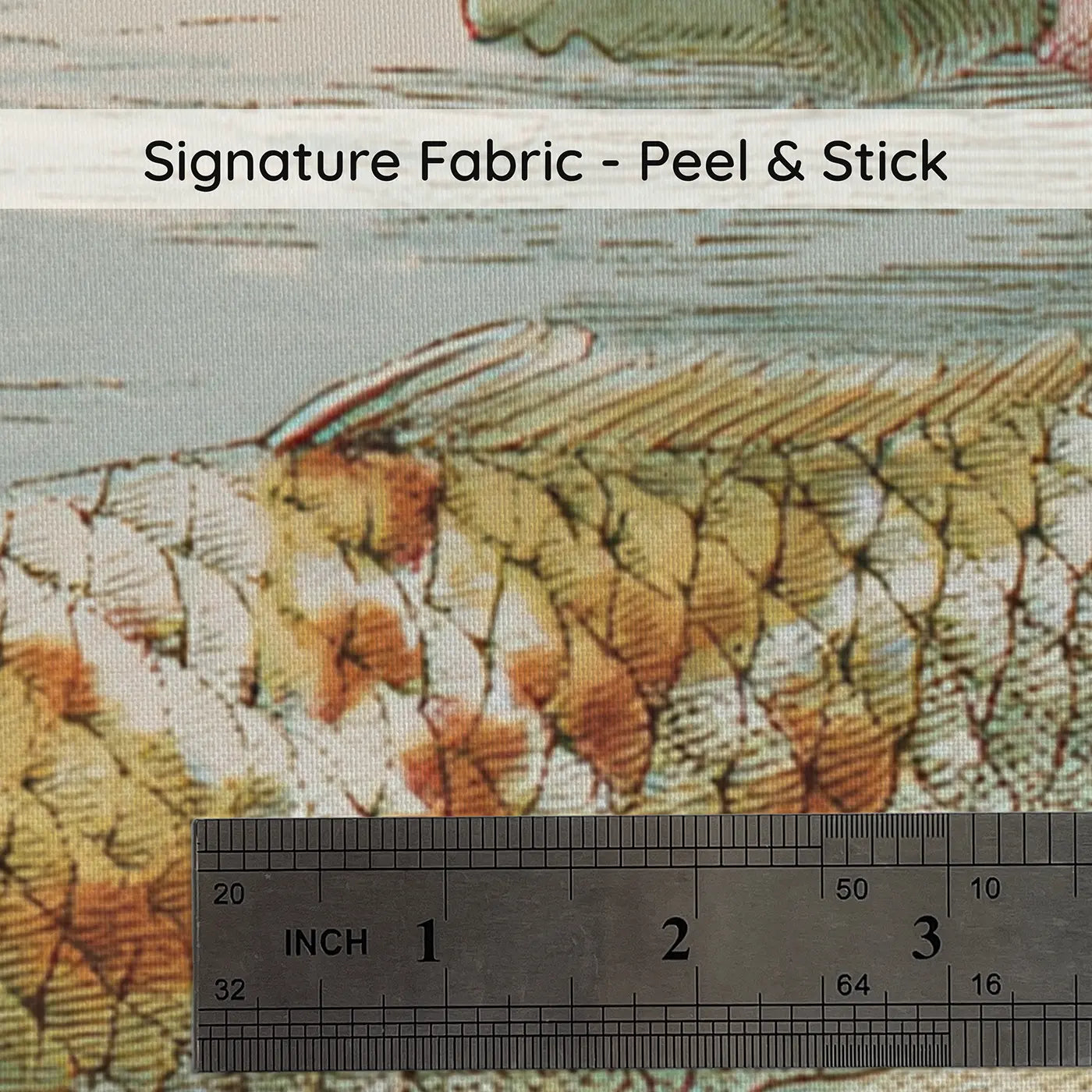 Fabric texture close-up of Koi Pond Lotus Surface Wainscoting Wallpaper by Whimsy Tots
