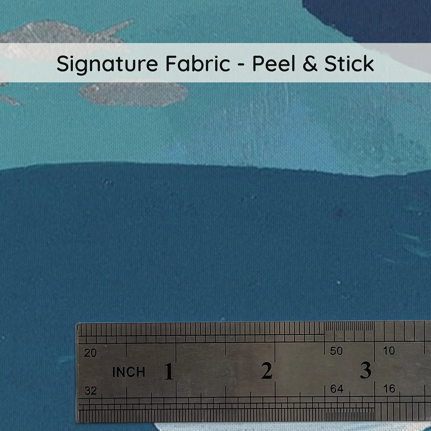 Fabric texture close-up of Graphic Whale Pod Ocean Wainscoting Wallpaper by Whimsy Tots