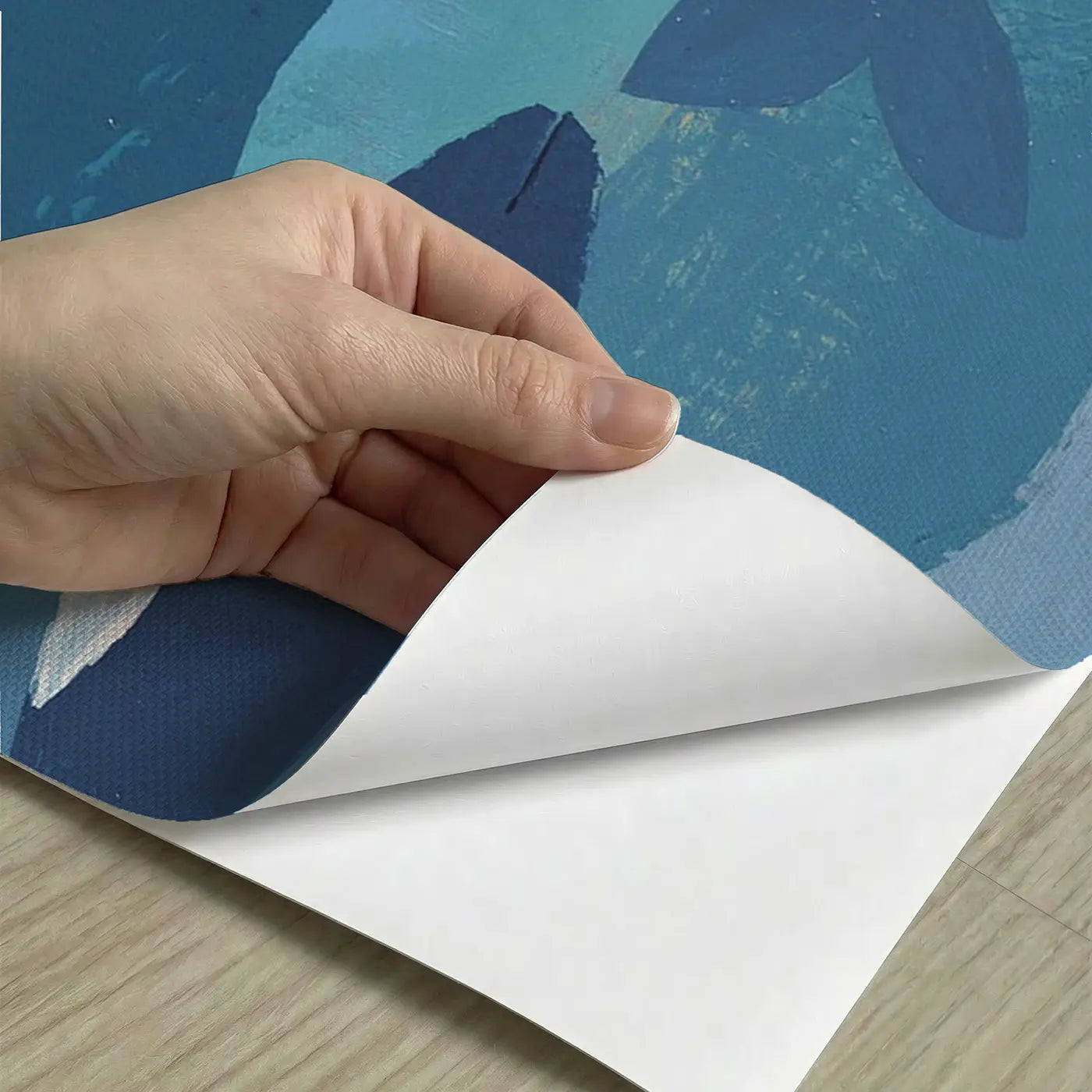 Peel-and-stick detail of Graphic Whale Pod Ocean Wainscoting Wallpaper by Whimsy Tots