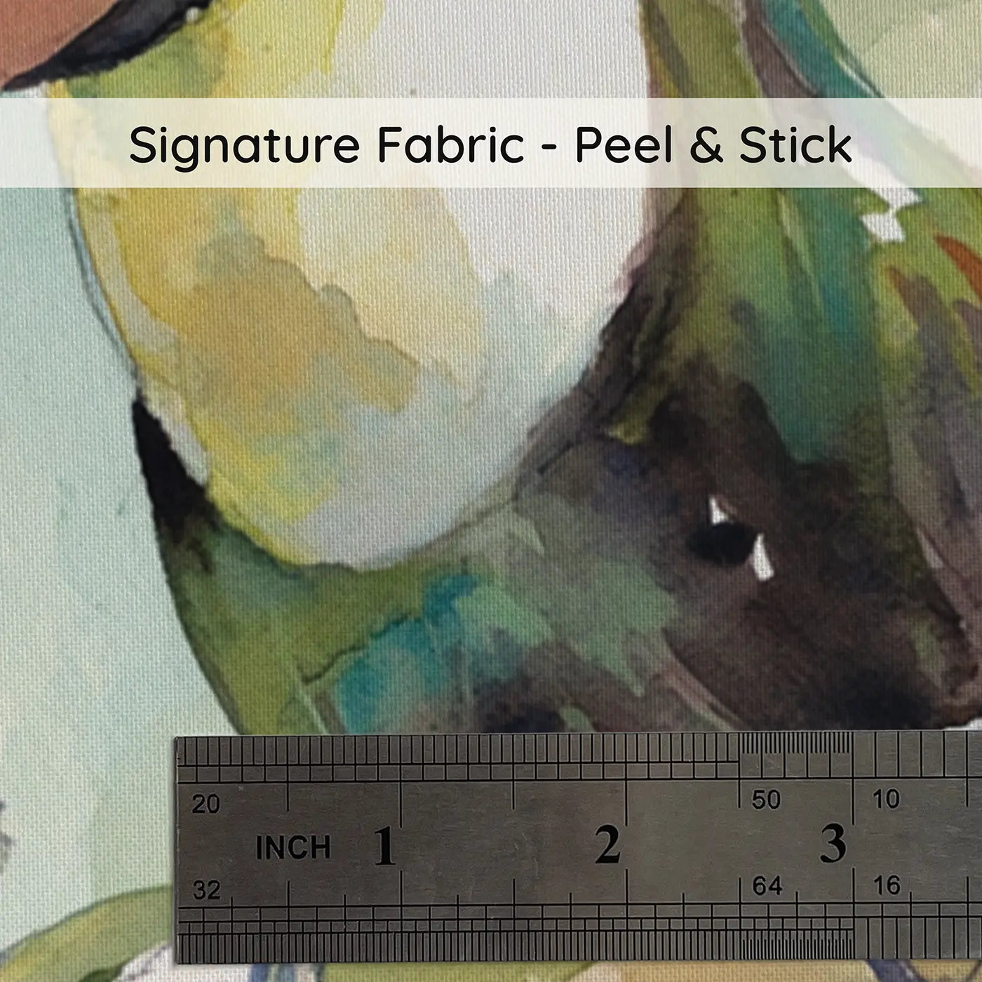 Fabric texture close-up of Jungle Canopy Toucan Perch Wainscoting Wallpaper by Whimsy Tots