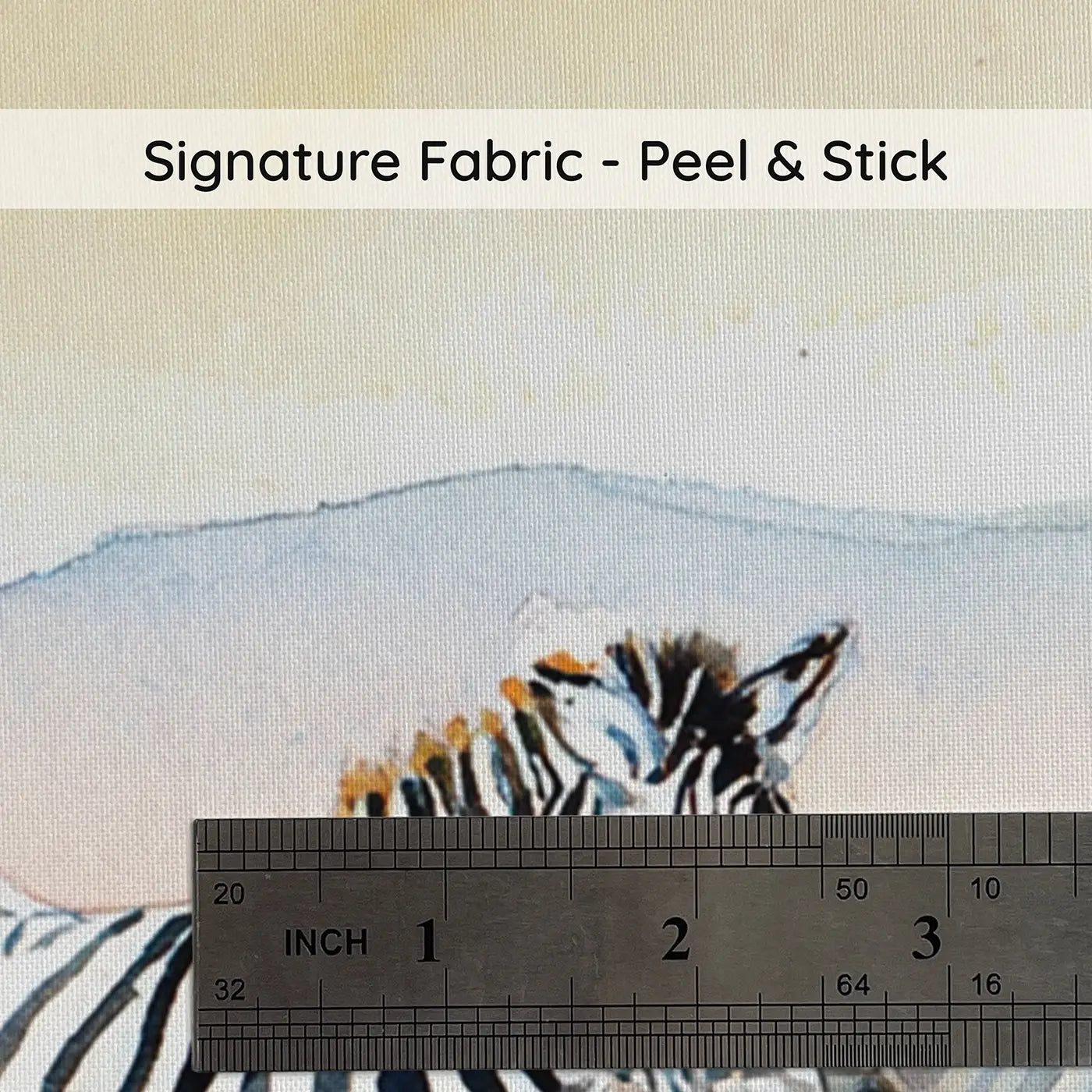 Fabric texture close-up of Zebra Herd Dust Dawn Wainscoting Wallpaper by Whimsy Tots