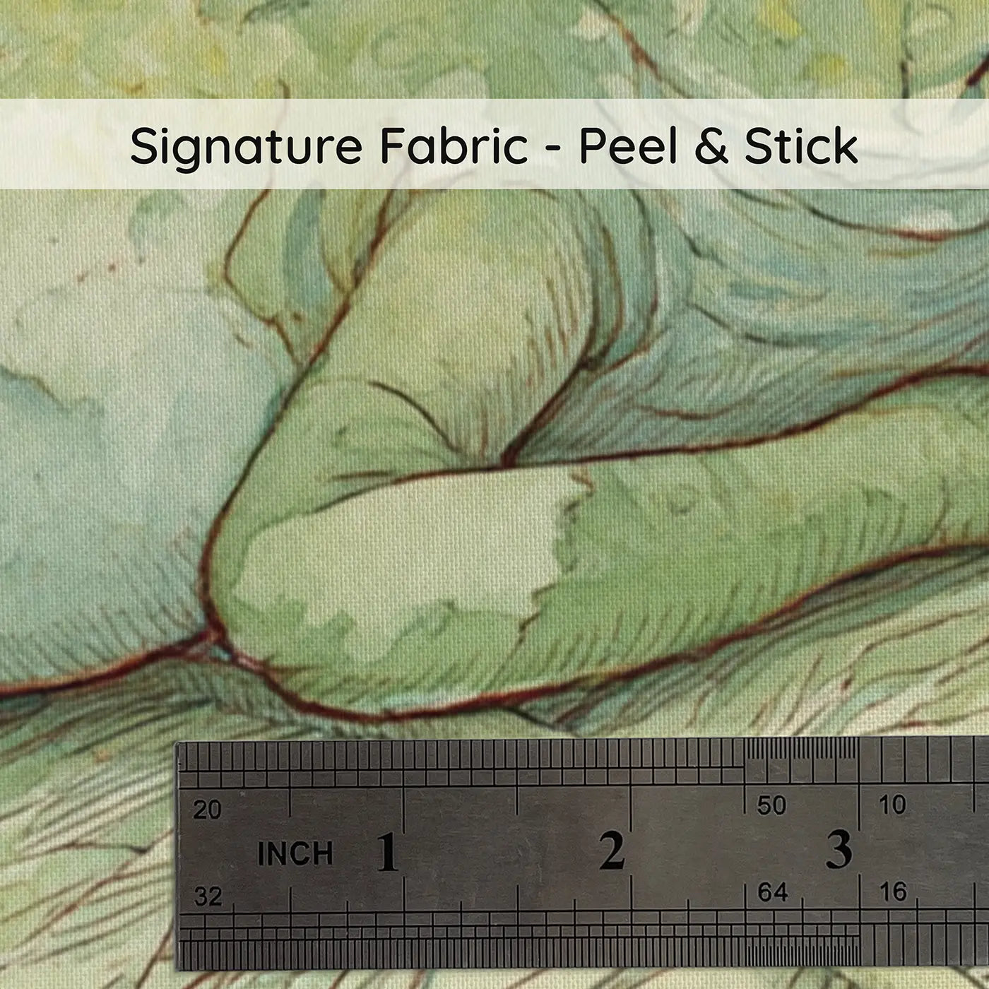 Fabric texture close-up of Chameleon Leaf Hide Seek Wainscoting Wallpaper by Whimsy Tots