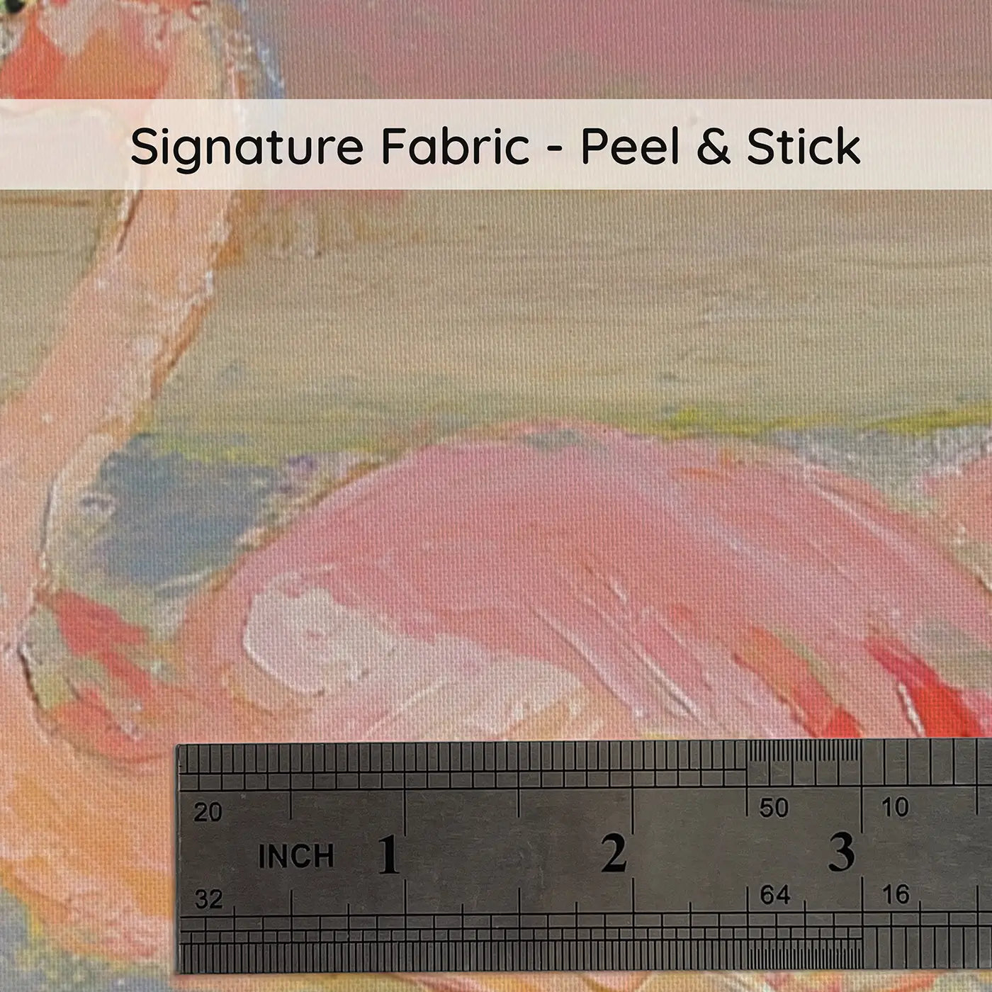 Fabric texture close-up of Flamingo Lake Pink Sunset Wainscoting Wallpaper by Whimsy Tots