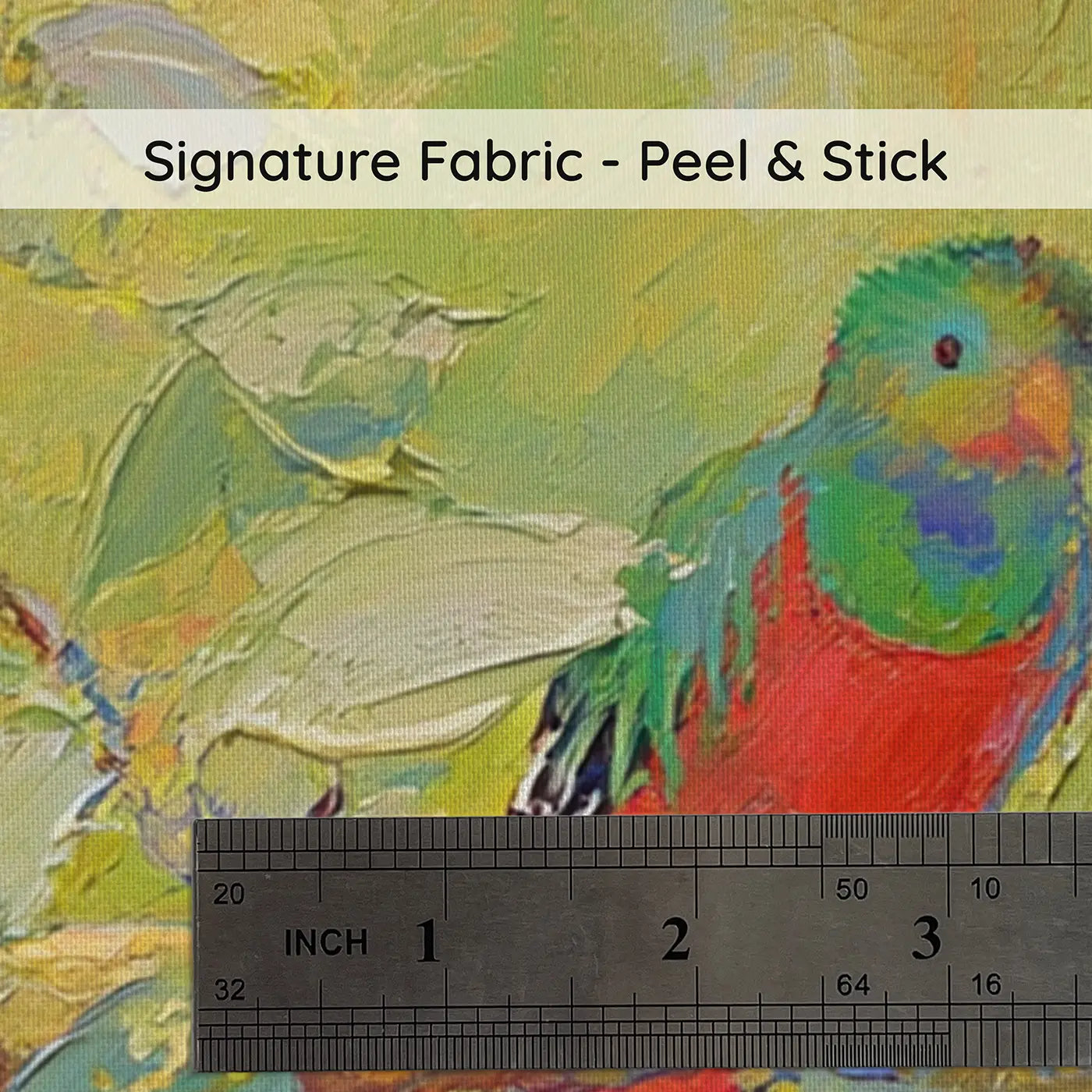 Fabric texture close-up of Tropical Bird Paradise Tree Wainscoting Wallpaper by Whimsy Tots
