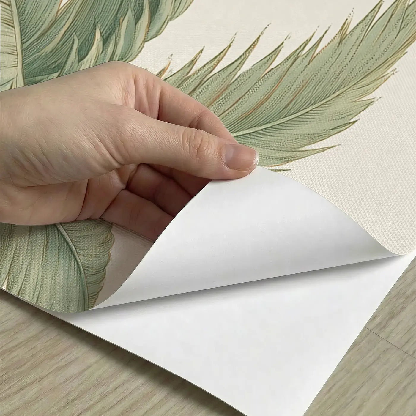 Peel-and-stick detail of Monkey Palm Canopy Play Wainscoting Wallpaper by Whimsy Tots