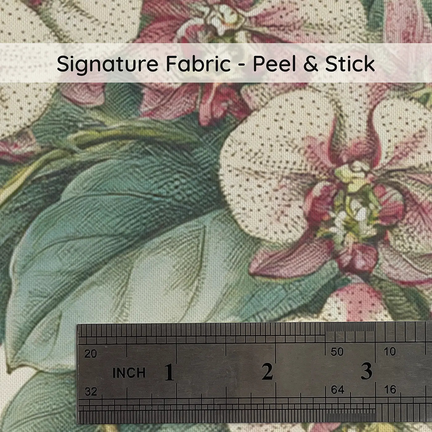 Fabric texture close-up of Parrot Orchid Cascade Wainscoting Wallpaper by Whimsy Tots