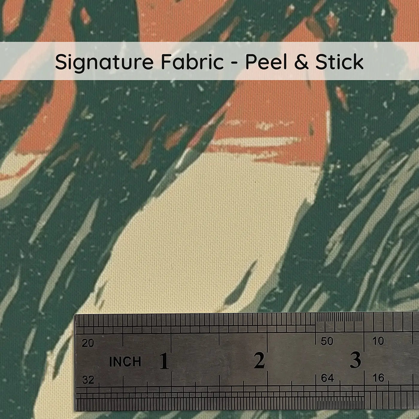 Fabric texture close-up of Block Print Giraffe Treeline Wainscoting Wallpaper by Whimsy Tots