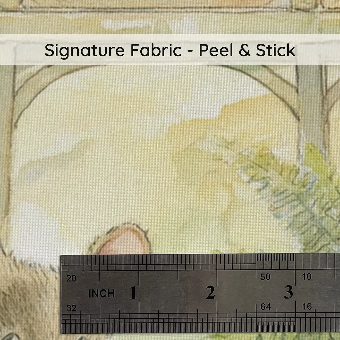Fabric texture close-up of Mouse Greenhouse Garden Wainscoting Wallpaper by Whimsy Tots