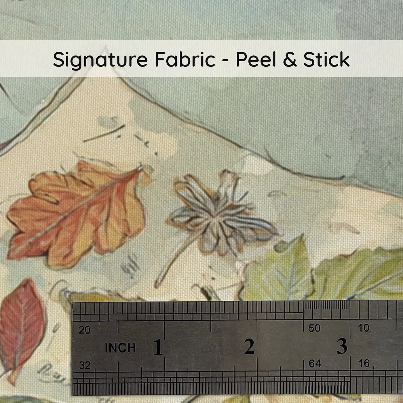 Fabric texture close-up of Squirrel Pressed Leaf Book Wainscoting Wallpaper by Whimsy Tots