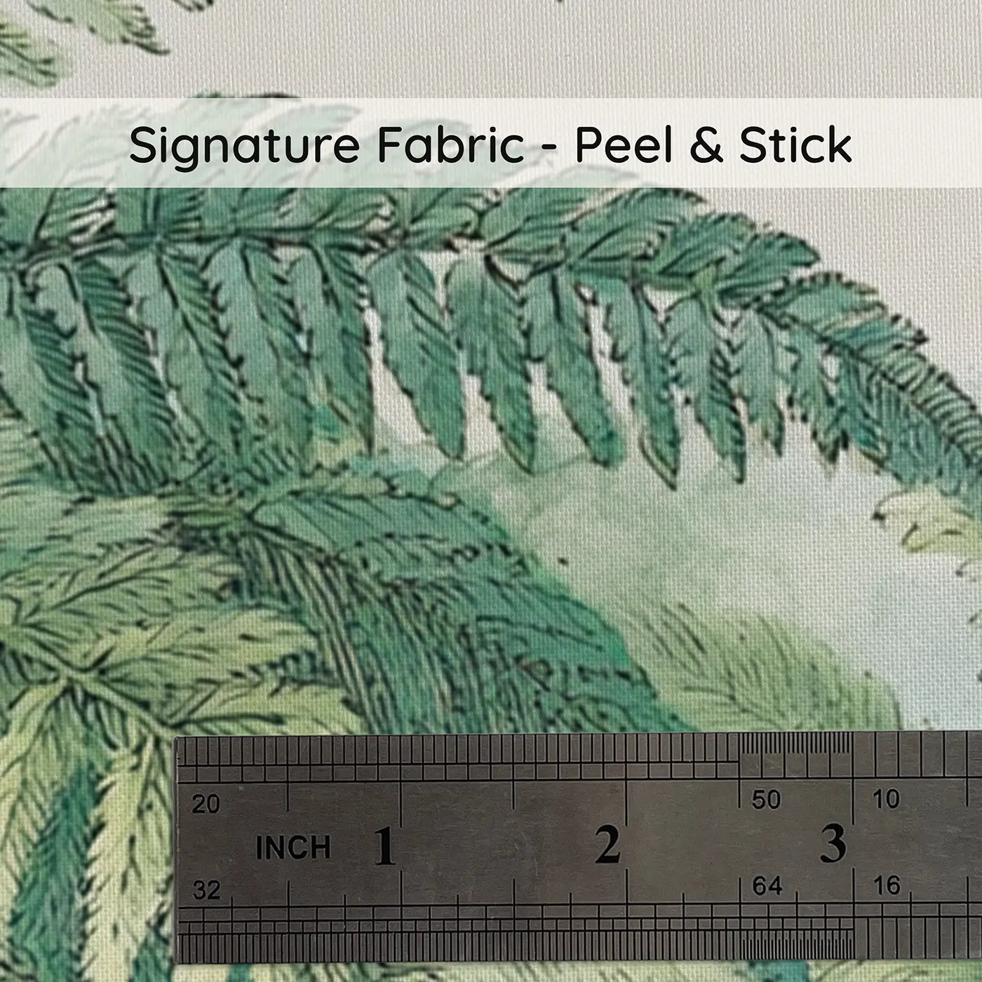 Fabric texture close-up of Fern Grotto Chinoiserie Wainscoting Wallpaper by Whimsy Tots