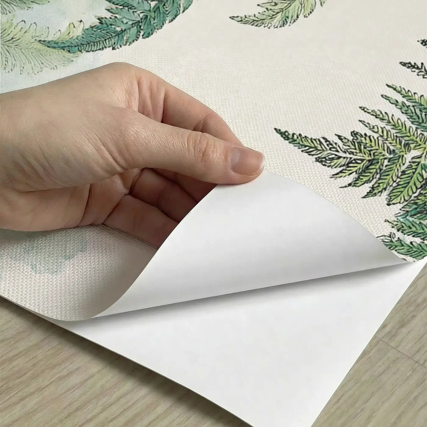 Peel-and-stick detail of Fern Grotto Chinoiserie Wainscoting Wallpaper by Whimsy Tots
