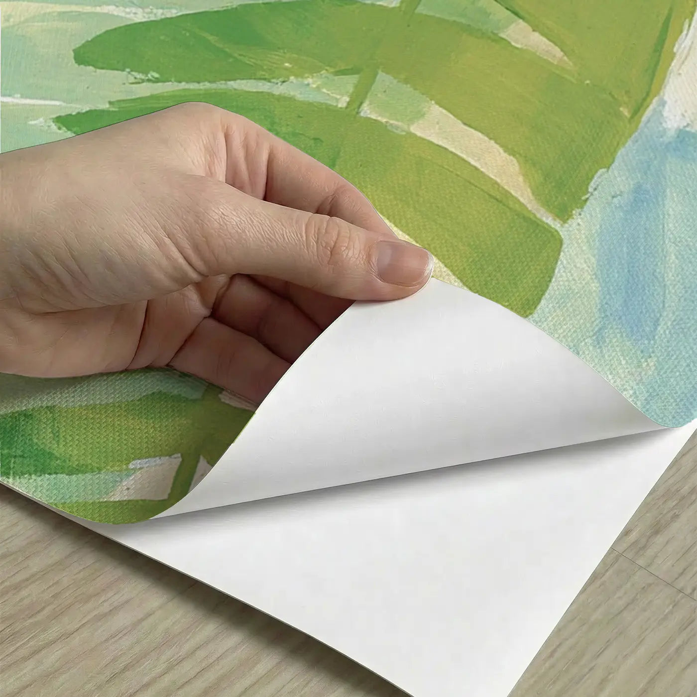 Peel-and-stick detail of Flat Fern Forest Layer Wainscoting Wallpaper by Whimsy Tots