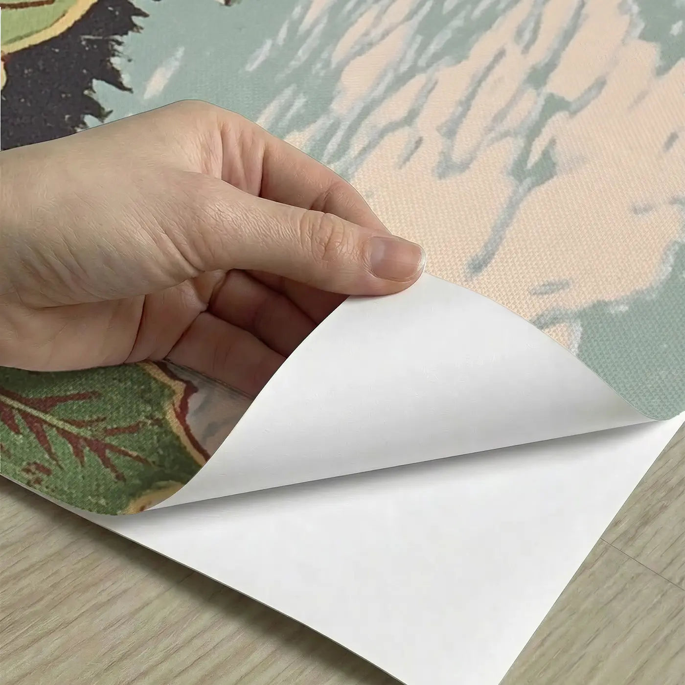Peel-and-stick detail of Carved Leaf Border Band Wainscoting Wallpaper by Whimsy Tots