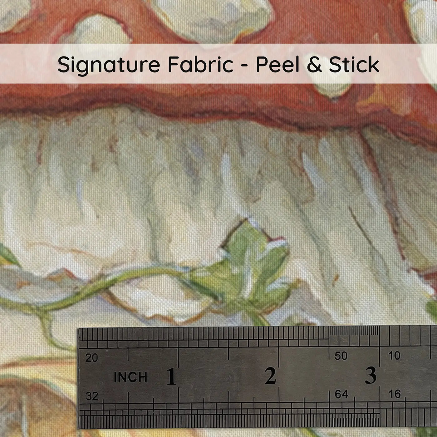 Fabric texture close-up of Mouse Mushroom House Door Wainscoting Wallpaper by Whimsy Tots